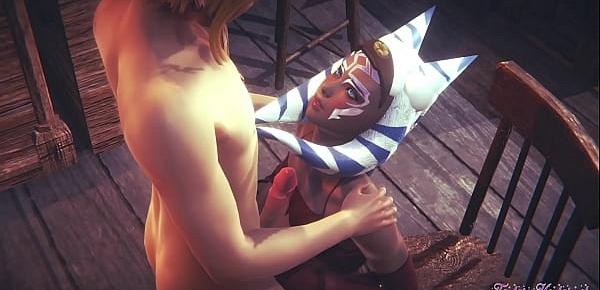  Starwars Hentai POV Ahsoka 3D 4D - blowjob and fucked cowgirl stily with creampie